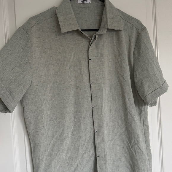 COOFANDY Men's Gray Short Sleeve Linen Blend Shirt Size M Light Green Gray - Picture 7 of 8